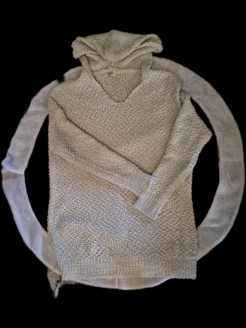 Umgee Cream Hooded Cowl-Neck Sweater